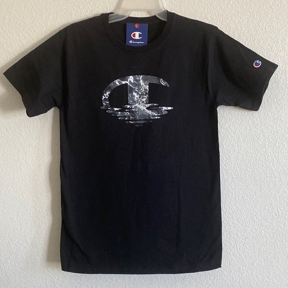 CHAMPION Men’s Classic Graphic Camo Center C Black T Shirt Size S NWT